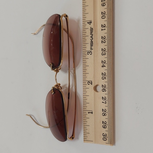 1/10 12 K Gold Filled Sunglasses Wire Frame With Brown Lenses - Picture 9 of 10